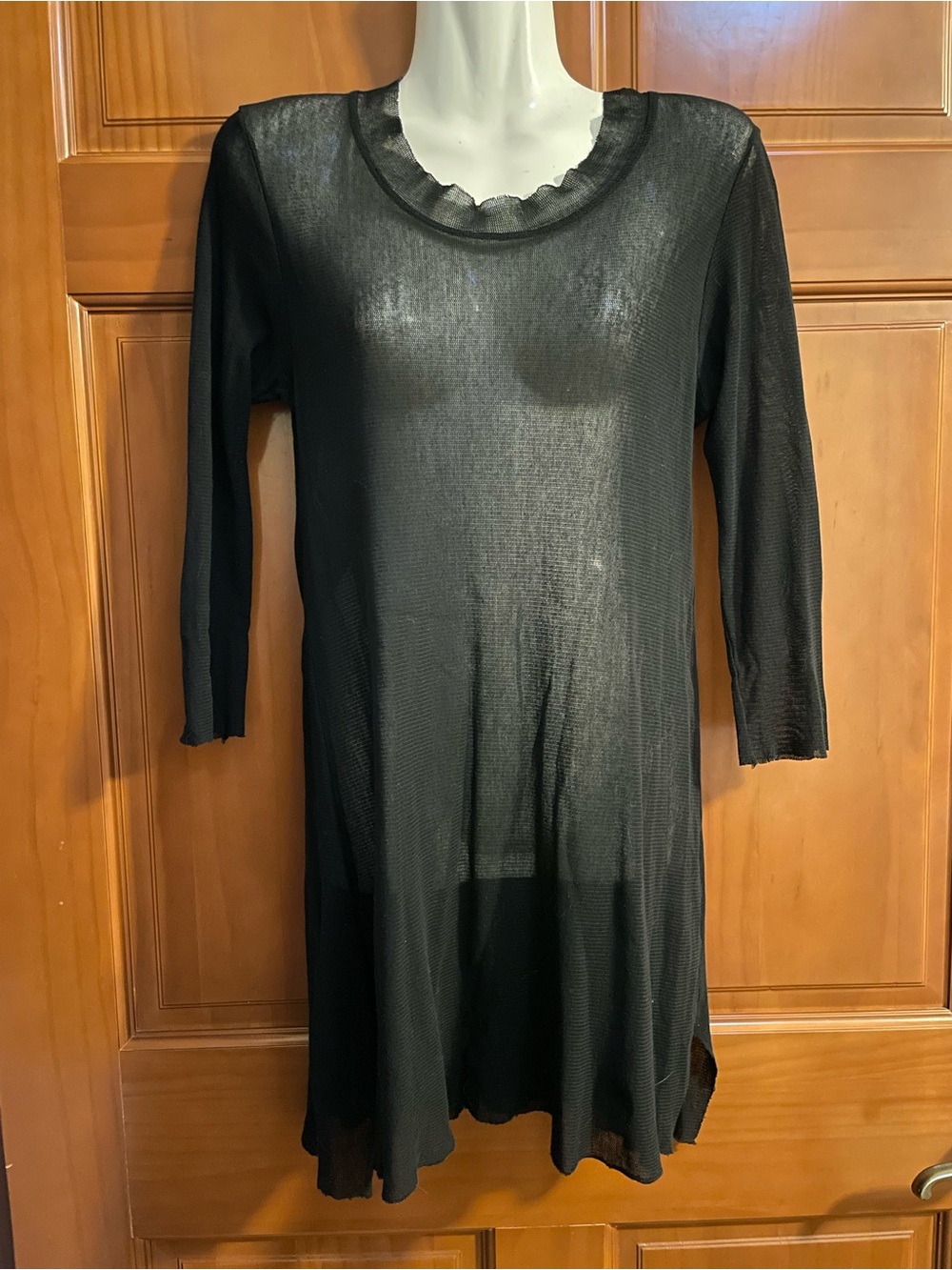 Cynthia Ashby-Sheer Black Long Sleeve Tunic